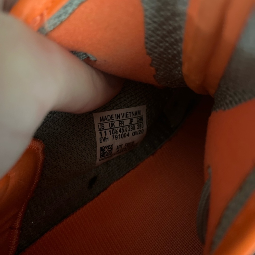 Gray and Orange Knit Yeezy boost Sneakers, Kanye west Yeezy trainers - Picture 7 of 8